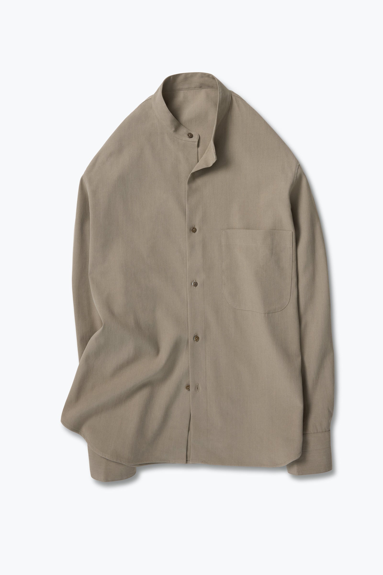 Band Collar Shirt Brushed Silk Cotton Linen