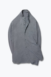 Band Collar Shirt (Anthracite Naturally Dyed Cotton Silk Pique)