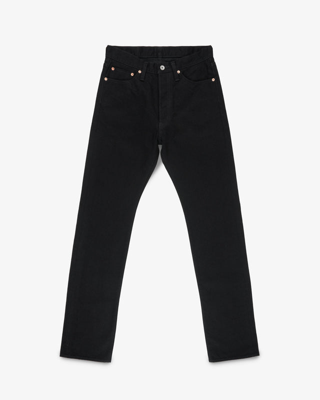 14oz Selvedge Denim Relaxed Tapered Cut Jeans - Black/Black