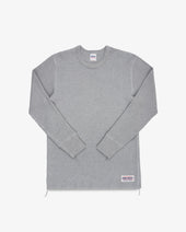 Waffle Knit Long Sleeved Crew Neck Thermal Top - Grey