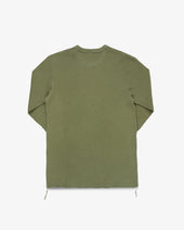 Waffle Knit Long Sleeved Crew Neck Thermal Top - Olive