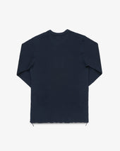 Waffle Knit Long Sleeved Crew Neck Thermal Top - Navy