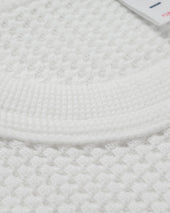 Waffle Knit Long Sleeved Crew Neck Thermal Top - White