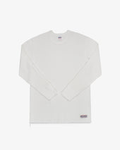 Waffle Knit Long Sleeved Crew Neck Thermal Top - White