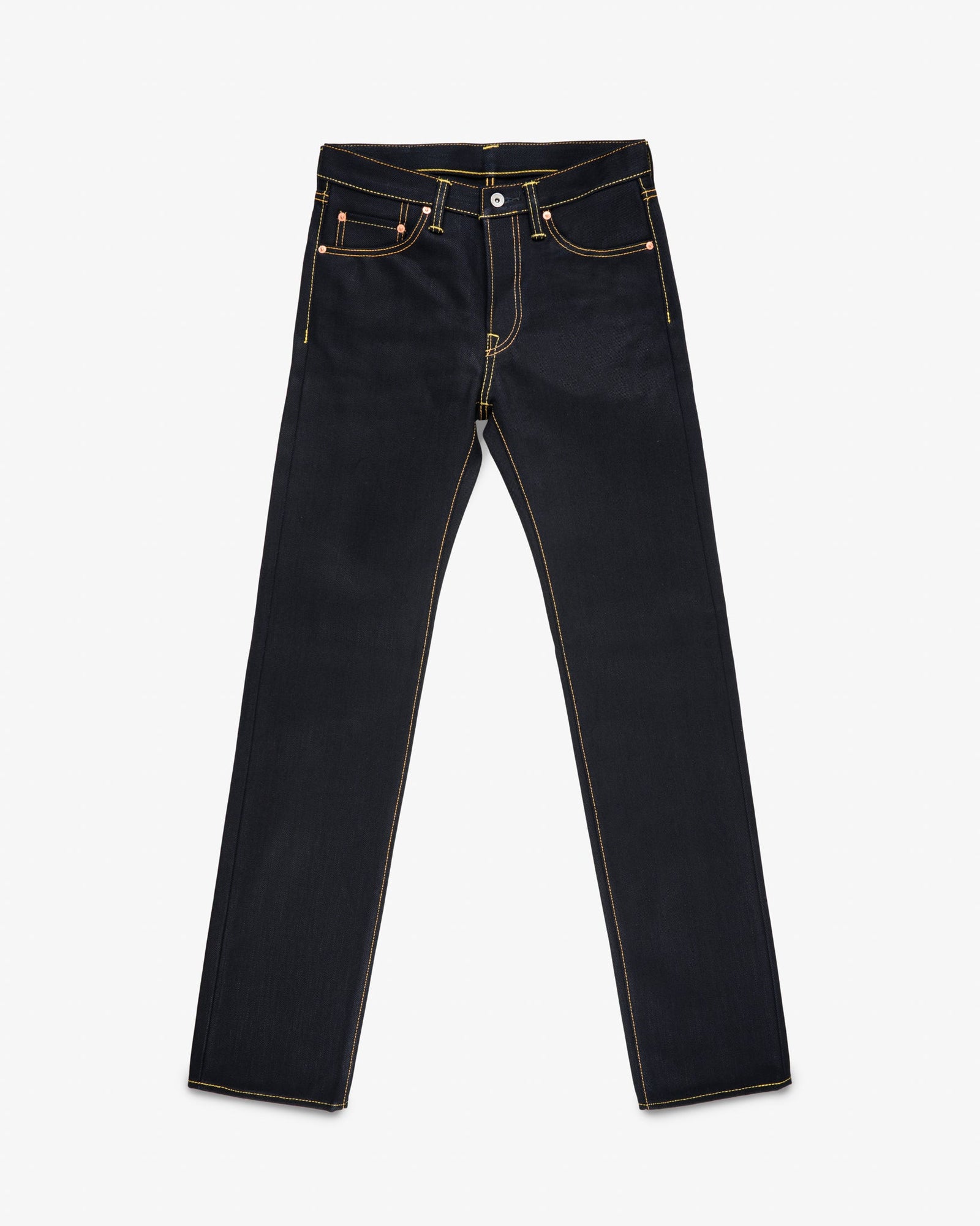 25oz Selvedge Denim Slim Straight Cut Jeans - Indigo/Black