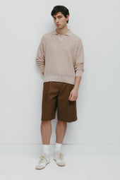 Men's Jadd Longsleeve Knit Polo in Sandstone