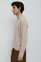 Men's Jadd Longsleeve Knit Polo in Sandstone
