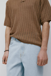 Men's Jadd Shortsleeve Knit Polo in Otter