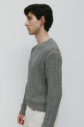 Men's Nima Open Knit Crew in Dark Slate