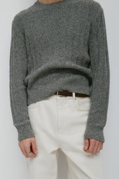 Men's Nima Open Knit Crew in Dark Slate
