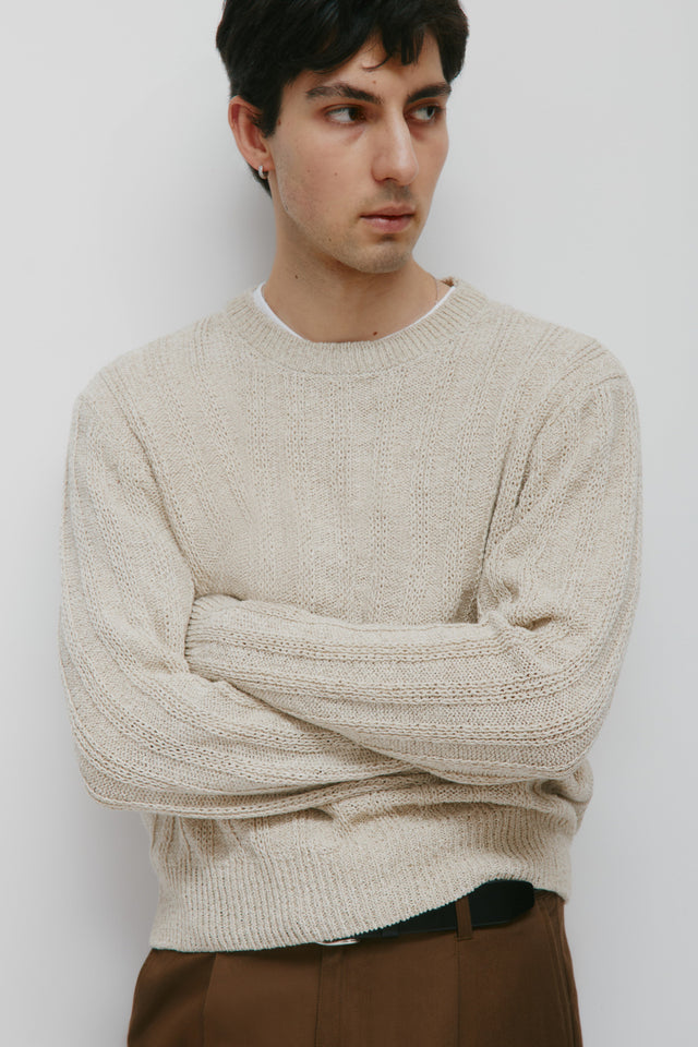 Men's Nima Open Knit Crew in Dove