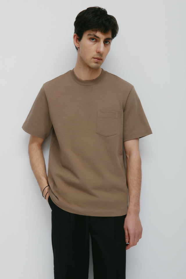 Men's Slub Pocket Tee in Taupe