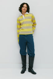 Shrunken Rugby Shirt in Lemon/Taupe