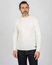 Waffle Knit Long Sleeved Crew Neck Thermal Top - White