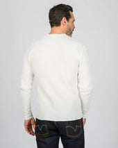 Waffle Knit Long Sleeved Crew Neck Thermal Top - White