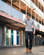 Waffle Knit Long Sleeved Crew Neck Thermal Top - Grey