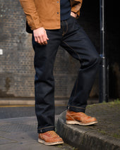25oz Selvedge Denim Slim Straight Cut Jeans - Indigo/Black