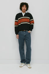 Barbarian Rugby in Black/Rust Stripe
