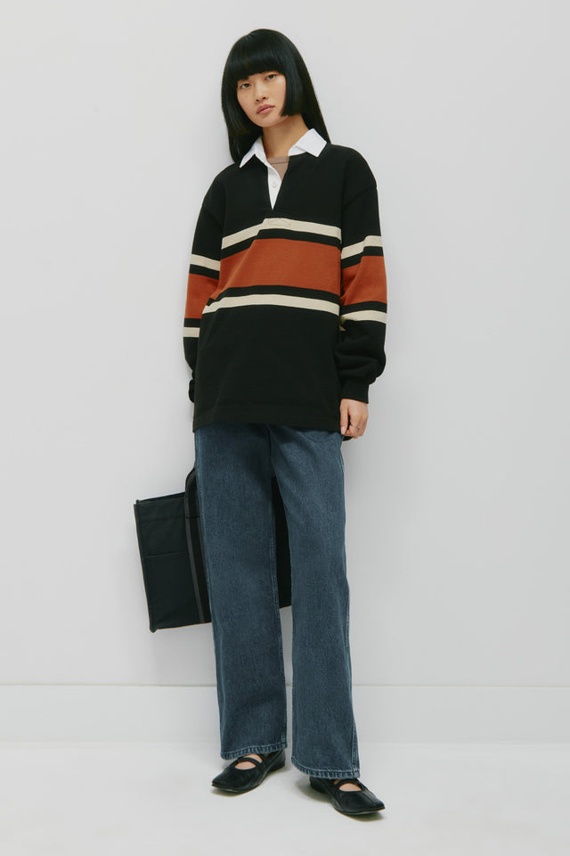 Barbarian Rugby in Black/Rust Stripe