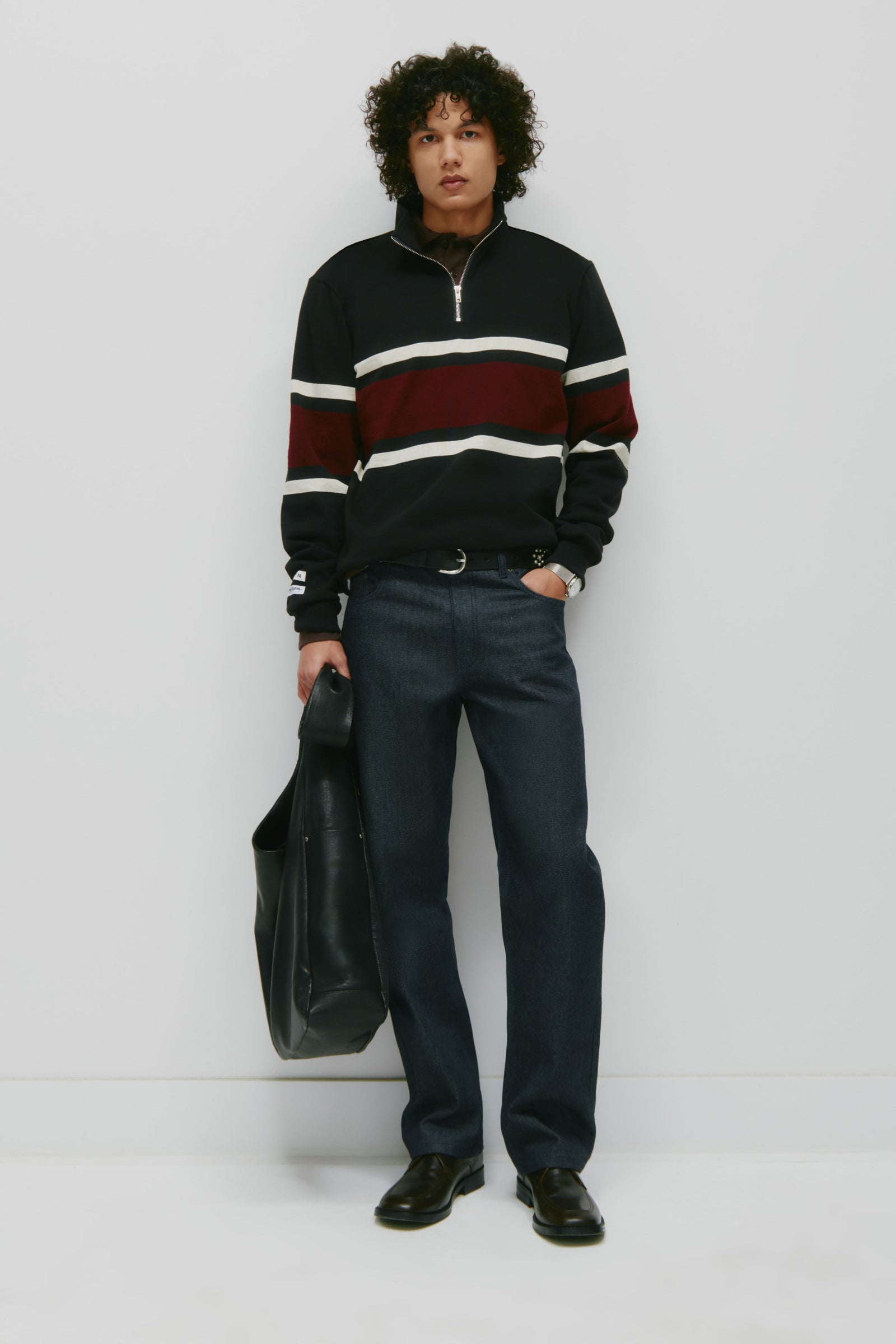 Barbarian Zip Rugby in Black/Ivory/Harvard