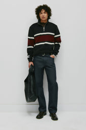 Barbarian Zip Rugby in Black/Ivory/Harvard