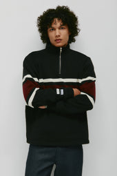 Barbarian Zip Rugby in Black/Ivory/Harvard