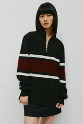 Barbarian Zip Rugby in Black/Ivory/Harvard