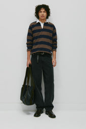 Shrunken Rugby Shirt in Navy/Moss
