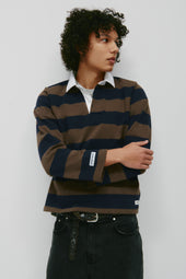 Shrunken Rugby Shirt in Navy/Moss