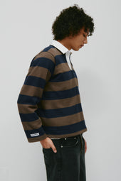 Shrunken Rugby Shirt in Navy/Moss