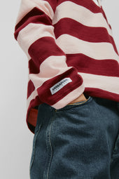 Shrunken Rugby Shirt in Maroon/Salmon