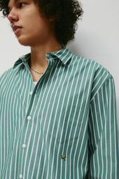 Men's Zia Shirt in Green/White Stripe
