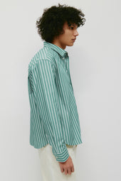 Men's Zia Shirt in Green/White Stripe
