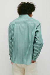 Men's Zia Shirt in Green/White Stripe