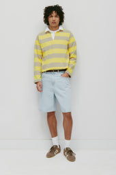 Shrunken Rugby Shirt in Lemon/Taupe