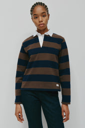 Shrunken Rugby Shirt in Navy/Moss