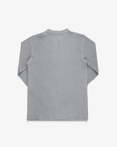 Waffle Knit Long Sleeved Thermal Henley - Grey