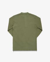 Waffle Knit Long Sleeved Thermal Henley - Olive