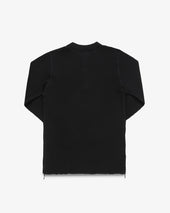 Waffle Knit Long Sleeved Thermal Henley - Black
