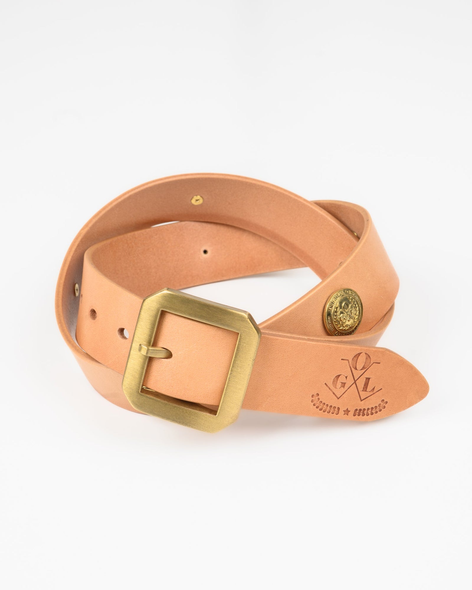 OGL Single Prong Concho Belt - Natural