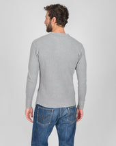 Waffle Knit Long Sleeved Thermal Henley - Grey
