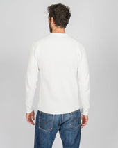 Waffle Knit Long Sleeved Thermal Henley - White