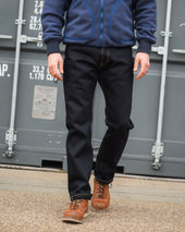 25oz Selvedge Denim Relaxed Tapered Cut Jeans - Indigo/Black