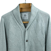 Basketweave Raglan Sleeve Shawl Cardigan In Seafoam Green Suvin Cotton And Paper