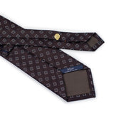 Basketweave Silk And Linen Tie White And Olive Square Neat Jacquard