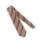 Linen And Silk Herringbone Tie With Burgundy And White Printed Stripes