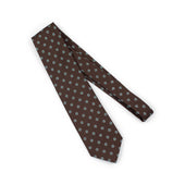 Woven Silk Tie Teal And White Neat Medallion Print