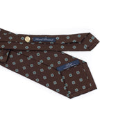Woven Silk Tie Teal And White Neat Medallion Print