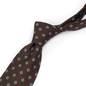 Woven Silk Tie Teal And White Neat Medallion Print