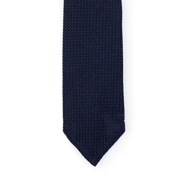 Navy hand-rolled untipped grenadine tie